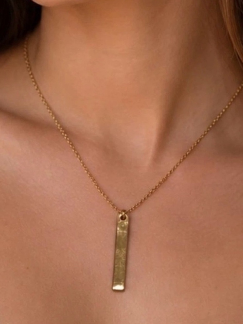 Plunder Design Rose Gold-tone Vertical Bar Pendant Necklace. New in gift bag.
